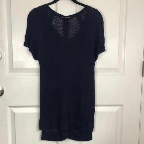 RAG & BONE mesh navy blue scoop neck short sleeve net shirt size SMALL - Picture 6 of 12